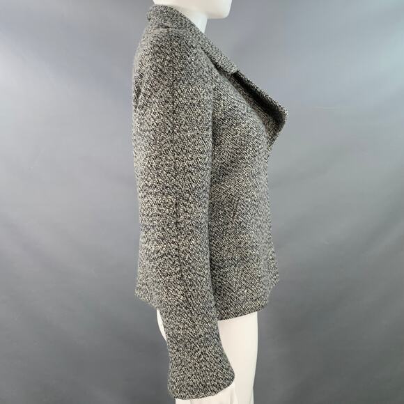 ALEXANDER MCQUEEN Size 4 Grey Black Wool Blend Boucle Single Breasted Jacket - Picture 4 of 12